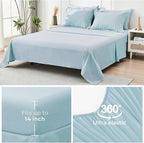 HYMOKEGE Lake Blue Twin Comforter Set Seersucker 5 Pieces, All Season Luxury Bed in a Bag for Bedroom, Bedding Set with Comforters, Sheets, Pillowcase & Shams
