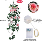 RECUTMS 2pcs Artificial Hanging Plants 32 in Fake Plant Ivy Vine Outdoor UV Resistant Plastic (Champagne)