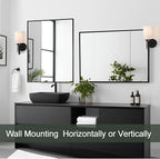Bathroom Mirror 28x36 Inch, Black Frame Mirror 28"x36", Rectangle Wall Mounted Mirror, Metal Framed Vanity Mirror for Wall 28 by 36, Modern Mirror Hangs Horizontal Or Vertical