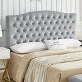 24KF Upholstered Tufted Button Velvet Headboard,Comfortable Fashional Headboard Queen/Full Size, Gray