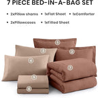 Monbix Full Size Comforter Set, Terracotta Bedding Comforter for Full Size Bed Set Reversible, Bedding Sets Full 7 Pieces, Cationic Dyeing Bed in a Bag with Comforter, Sheets, Pillowcases & Shams