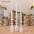 HOWSILAY Wood Candle Holder Candlestick Holders for Table Centerpiece - Rustic Farmhouse Decor Candle Stand fits 3/4" or 7/8" Taper Candle&Dia 1.5" Led Tea Lights or Pillar Candles(White)
