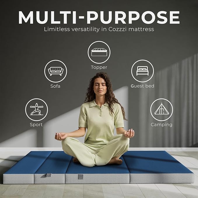 4 Inch Twin Folding Mattress for Floor and Traveling with Removable Cover - Lightweight and Portable Mattress for Adults & Kids - Compact and Easy to Storage (75in x 39in x 4in)