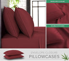 Queen Sheets by Pure Bamboo, Genuine 100% Organic Viscose Derived from Bamboo Bed Sheet Set, Luxuriously Soft & Cooling, Double Stitching, Lifetime Quality Promise (Queen, Merlot)