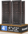 4x12 Inches 4 Pack Heavy Duty Walkable Floor Register - Easy Adjust Air Supply Lever Decorative Floor Vent Covers, Boston Design Vent Covers for Home - Oil Rubbed Bronze
