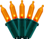 YULETIME 200 Count Orange LED Christmas Lights, 66 Feet Green Wire UL Certified Commercial Grade Holiday String Light Set (Orange)
