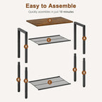 Hoctieon 2-Set 3 Tier End Table, Telephone Table Set of 2, Tall Side Table with Storage Set of 2, Small Nightstand for Small Spaces, Metal Frame, for Living Room, Bedroom, Sofa Couch, Rustic Brown