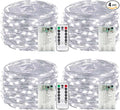4-Pack Fairy Lights Battery Operated with Remote & Timer & 8 Modes, Waterproof 16 FT 50 LED String Lights Outdoor Indoor, Battery Twinkle Lights for Christmas Bedroom Centerpiece Décor (Cool White)