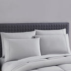 Sweet Home Collection 7 Piece Comforter Set Bag Solid Color All Season Soft Down Alternative Blanket & Luxurious Microfiber Bed Sheets, Silver, Queen