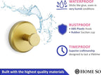 HOME SO Suction Cup Hooks for Shower, Bathroom, Kitchen, Glass Door, Mirror, Tile – Loofah, Towel, Coat, Bath Robe Hook Holder for Hanging up to 15 lbs – Waterproof, Matte Brushed Satin Gold (4-Pack)