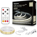 32.8ft 4000K White COB Led Strip Lights with Remote, Dimmable Bright Neutral White COB Light Strip, Indoor COB Led Lights for Kitchen, Room, Cabinet, 2 Rolls of 16.4ft