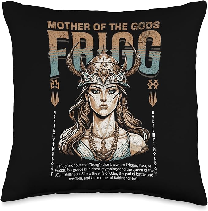 Nordic Vikings Legends Old Norse Mythology Gods Frigg Nordic Scandinavian Legends Old Norse Mythology Gods Throw Pillow, 16x16, Multicolor