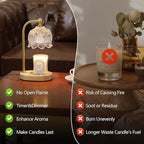 Candle Warmer Lamp with Timer Dimmable,Antique Brass Candle Lamp,Wax Melt Warmer Light for Jar Candles,Mother's Day/Birthday/Christmas Gifts for Mom/Wife,Home Decor Lamp,with 2 Bulbs