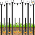 6 Pack 10Ft String Poles, Poles for Outside String Lights,Outdoor with Fork,Metal Poles Stand for Patio,Backyard,Deck