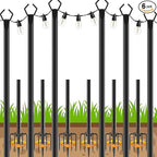 6 Pack 10Ft String Poles, Poles for Outside String Lights,Outdoor with Fork,Metal Poles Stand for Patio,Backyard,Deck