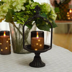 Homemory Flickering Flameless Candles with String Lights, Battery Operated Candles, Embedded String Lights LED Candles, Unbreakable Plexiglass with Remote, Set of 3, Grey