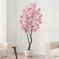Artificial Pink Cherry Blossom Tree 6.5ft(78in) Faux Japanese Sakura Indoor Decor Handmade Natural Fake Cherry Flowers Tree for Home Realistic Pink Plant in Pot for Living Room,Office,Outdoor Decor