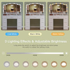 usikey 43.3" Vanity Desk with Large Lighted Mirror, Makeup Vanity Table with 7 Drawers & 10 Lights Bulbs, 3 Lighting Colors, Make Vanity Desk, Vanity Table for Women Girls, White