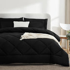 CozyLux Full Size Comforter Sets Black - 7 Pieces Bed in a Bag Full, Luxury Soft Bed Set for All Seasons, Bedding Set with Down Alternative Comforter, Sheets, Pillowcases & Shams