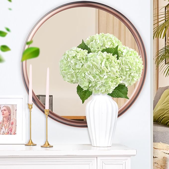 3 Pcs Real Touch Hydrangea Artificial Flowers, 21" Light Green Full Faux Hydrangea Flowers Latex Fake Flowers for Home Decor Party Floral Arrangements Wedding Bouquets Centerpieces Outdoor Decor