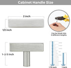 15 Pack Silver Cabinet Knobs - Sqaure Bar Cabinet Pulls Brushed Nickel Knobs for Kitchen Cabinet Drawer Stainless Steel Dresser Knobs for Cabinet Hardware 2in Length Single Hole
