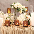 48pcs Amber Votive Candle Holders Votive Candles for Table, 2x2.5in Vintage Glass Small Tea Light Candles Holders for Candle Making Holder, Tealight Candle Holder for Wedding Centerpieces