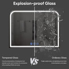 LED Bathroom Mirror, 40"x 30" LED Mirror with Lights for Bathroom, Lighted Vanity Mirrors for Wall, Anti-Fog, Dimmable, Tempered Glass, Memory Function, 3 Colors, Safe Use (White)