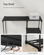 SONGMICS Portable Closet, Freestanding Closet Organizer, Clothes Rack with Shelves, Hanging Rods, Storage Organizer, for Cloakroom, Bedroom, 48.8 x 16.9 x 71.7 Inches, Black URYG026B02