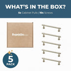 Franklin Brass - Francisco Satin Nickel Cabinet Handles 4 Inch (4") Hole Center Pulls | Easy Install, Durable Hardware for Kitchen Cabinet Door, Drawers, Dresser Pull, Furniture (5 Pack)