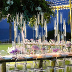 2PCS Acrylic Candelabra Centerpieces,Tall Clear Floor Candelabra for Wedding 8 Arm Candle Holder with Acrylic Shade Circular Base for Party Table Decoration Fit 0.87 LED Candle