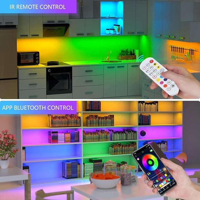 Battery Powered LED Strip Lights 20 inch x 4 Pack, Wireless LED Strip Lights for Bedroom Color Changing APP Remote, Led Lights for TV, Kitchen Under Cabinet Lighting, Shelves, Under Counter, Closet