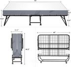 Karcog Folding Bed with Mattress, Storage Cover Included, 46 Inch Extra Rollaway Guest Bed for Adults, with Memory Foam Mattress and Sturdy Metal Frame on Wheels, 75" x 46"