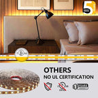 EMITEVER COB LED Strip Lights Warm White, 3000K Tape Light 16.4FT Premium High Density, DC 24V, 300+Lumens/ft,2400LEDs/Spool, Ra 90+, 3W/ft, UL Listed 5 Year Warranty (Power Supply Sold Separately)