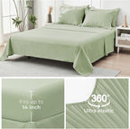 HYMOKEGE Light Green Full Size Comforter Sets Seersucker 7 Pieces, All Season Luxury Bed in a Bag for Bedroom, Bedding Set with Comforters, Sheets, Pillowcases & Shams
