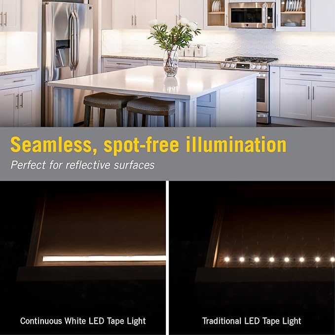 Armacost Lighting RibbonFlex Home Continuous (COB) LED Tape Light Kit with Remote - 16ft. (5M),Continuous (Cob) 3000k White