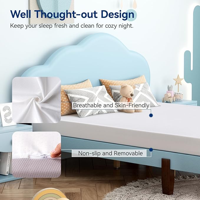 Amazon Basics Memory Foam Mattress, Soft Plush Feel, 6 Inch, Twin, White/Grey