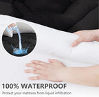 Queen Size Mattress Pad Waterproof, Pillow Top Cooling Mattress Topper Cover, Quilted Fitted Mattress Protector Washable, Deep Pocket 8-21" (60x80 inch, Black)