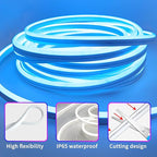 50ft RGB LED neon Rope Lights LED neon Lights with Remote Control/APP Control IP65 Waterproof Flexible Neon LED Strip Lights for Bedroom Room Outdoors Décor