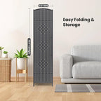 4 Panel Room Divider,6Ft Folding Privacy Screen,Tall - Extra Wide Foldable Panel Partition Wall Divider with Diamond Double-Weaved Hand-Woven Design Room Screen Divider