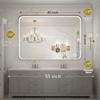 40x30 Inch LED Mirror for Bathroom,Brushed Sliver Metal Frame Lighted Vanity Mirror,Anti Fog Stepless Dimmable,Light Up Wall Mounted Mirror(Horizontal/Vertical)