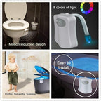 4 Pack Motion Sensor LED Night Lights, Two Modes with 8 Colors Changing Toilet Bowl Night Light for Bathroom Washroom, Perfect Detection, Fits Any Toilet Bowl