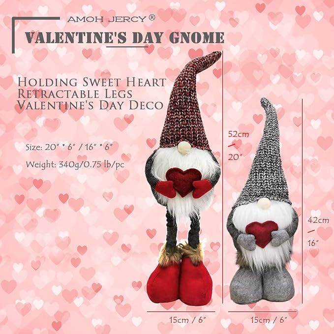 Valentine's Day Wedding Day Gnome Plush Decoration - Retractable Leg Table Ornament for Festive Home Party Decor Gift