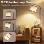 SUNMORY Floor Lamp with Table, End Table for Living Room with Lamp, Shelves Side Table with Charging Station(USB & AC Port), 3 Color Temperature LED Bulb, Modern Nightstand Lamp for Bedroom, Office
