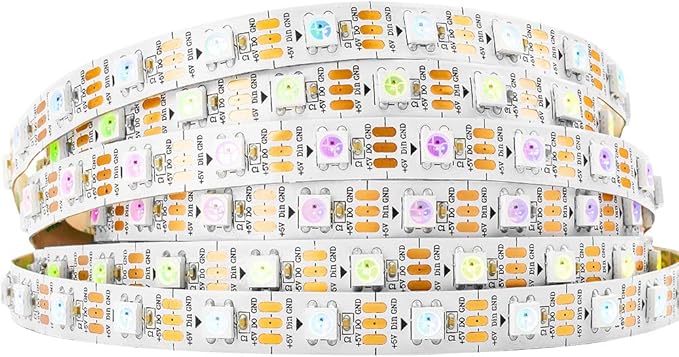BTF-LIGHTING WS2812B IC RGB 5050SMD Pure Gold Individual Addressable LED Strip 16.4FT 300LED 60Pixel/m Flexible Full Color IP30 DC5V for DIY Chasing Color Project(No Adapter or Controller)