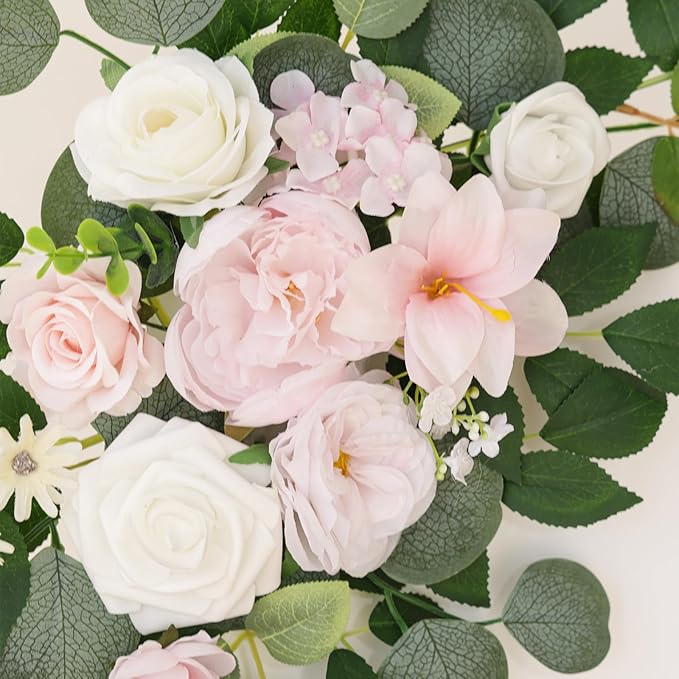 Artificial Flowers Decorations Pack of 2,Centerpieces for Wedding Reception Backdrop Decoration, Floral Decor Wall Home Entryway OutdoorDecorations (Creamy Pink)