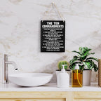 Inspirational Bible Verses Ten Commandments Wall Decor Christian 10 Commandments Wall Art Wooden Hanging Sign Rustic Scripture The Ten Commandments Wall Art for Home Office Decoration 8x10 Inches