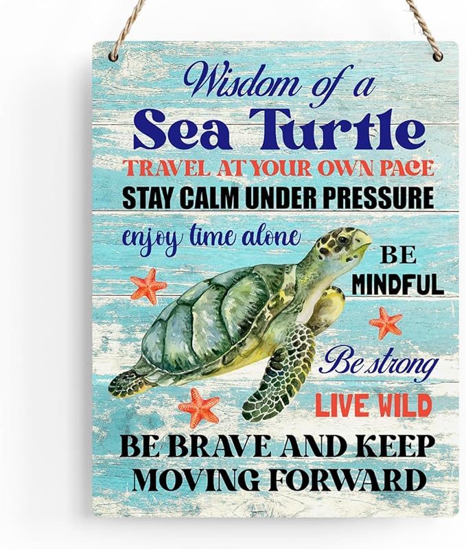Sea Turtle Decor Inspirational Turtle Decor Plaque Signs Gifts for Turtle Lovers Gift Ideas for Friends Office Bedroom Living Room Home Beach House Nursery Wall Art Decor Wooden Hanging Sign 8x10 Inch