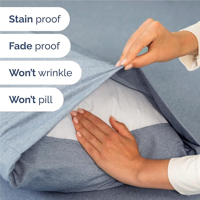 Full Size 4 Piece Sheet Set - Comfy Breathable & Cooling Bed Sheets Set - Hotel Luxury Bedding for Women, Men, Kids, Teens, Boys & Girls - Deep Pockets, Soft & Wrinkle Free - Blue (Heathered Sheets)