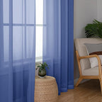 Aiyufeng Royal Blue Sheer Curtains 90 Inches Long 2 Panels Set, Semi Transparent Voile Rod Pocket Blue Sheer Window Drapes for Bedroom Bed Canopy Dining Wedding Party Backdrop, 42W x 90L inch