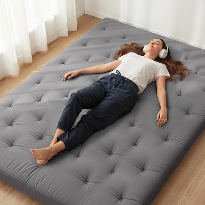 ZonLi Japanese Floor Futon Mattress Full Size 80"x 54", 100% Cotton Cover 2.5'' Thicken Tatami Mattress, Foldable Sleeping Pad, Portable Dormitory Tatami Mat